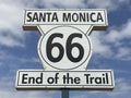 Route 66 - End of the Trail Sign in Santa Monica, CA, USA Royalty Free Stock Photo